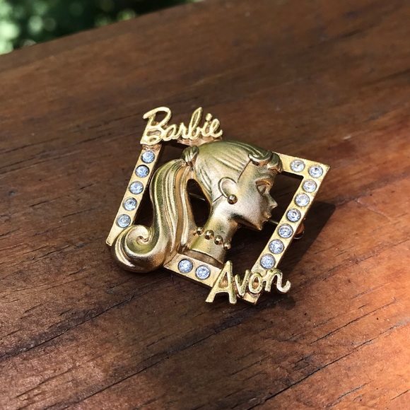 🌻3/25🌻1998 Barbie Avon Mattel Brooch Rhinestones - Picture 1 of 3